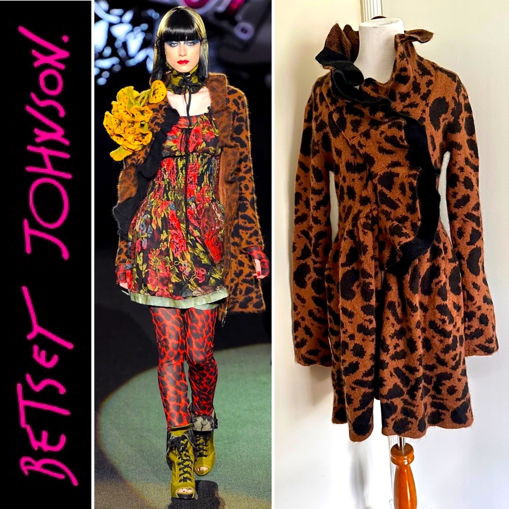 NWOT Betsey Johnson Cheetah Print Ruffle Coat Size S